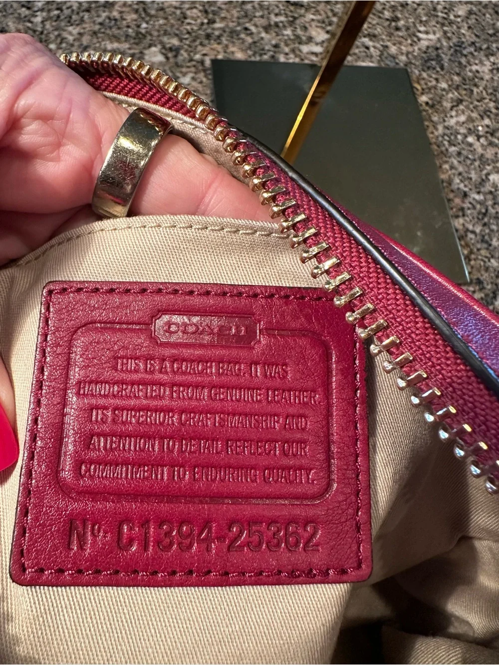 Coach Port Wine Color Leather Crossbody Bag Gold Chain C1394-25362